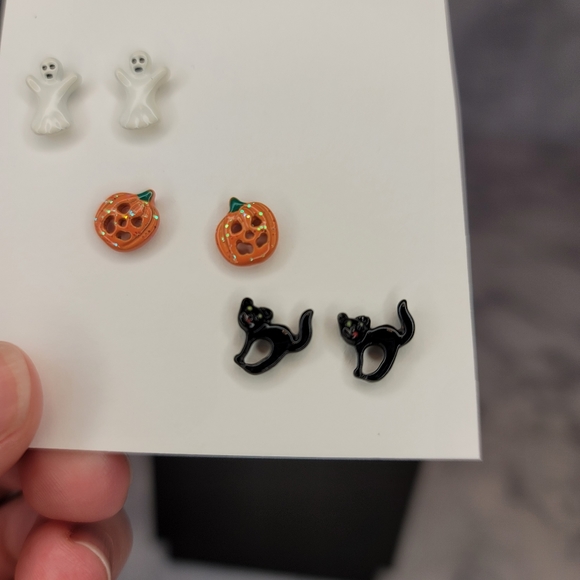 Halloween Earrings Ghost Pumpkin Black Cat - Picture 3 of 5